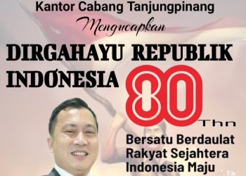 Seluruh management dan karyawan PT Bank Tabungan Negara (Persero), Tbk. Kantor Cabang Tanjungpinang:  Dirgahayu Republik Indonesia Ke-80
