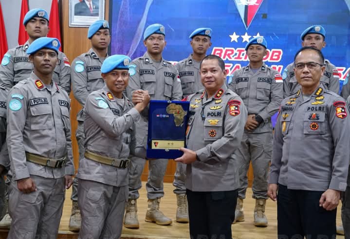 Usai Selesaikan Tugas Misi Perdamaian di Afrika Tengah, Personel Korbrimob Polri Disambut dengan Penuh Bangga